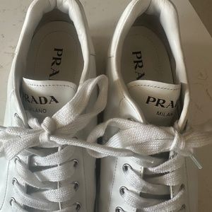 White leather Prada shoes